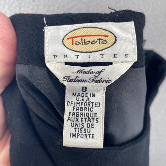 Talbots Skirt Womens 8 Petite Black Wool A Line Midi Gored Office Career Work - Picture 5 of 10